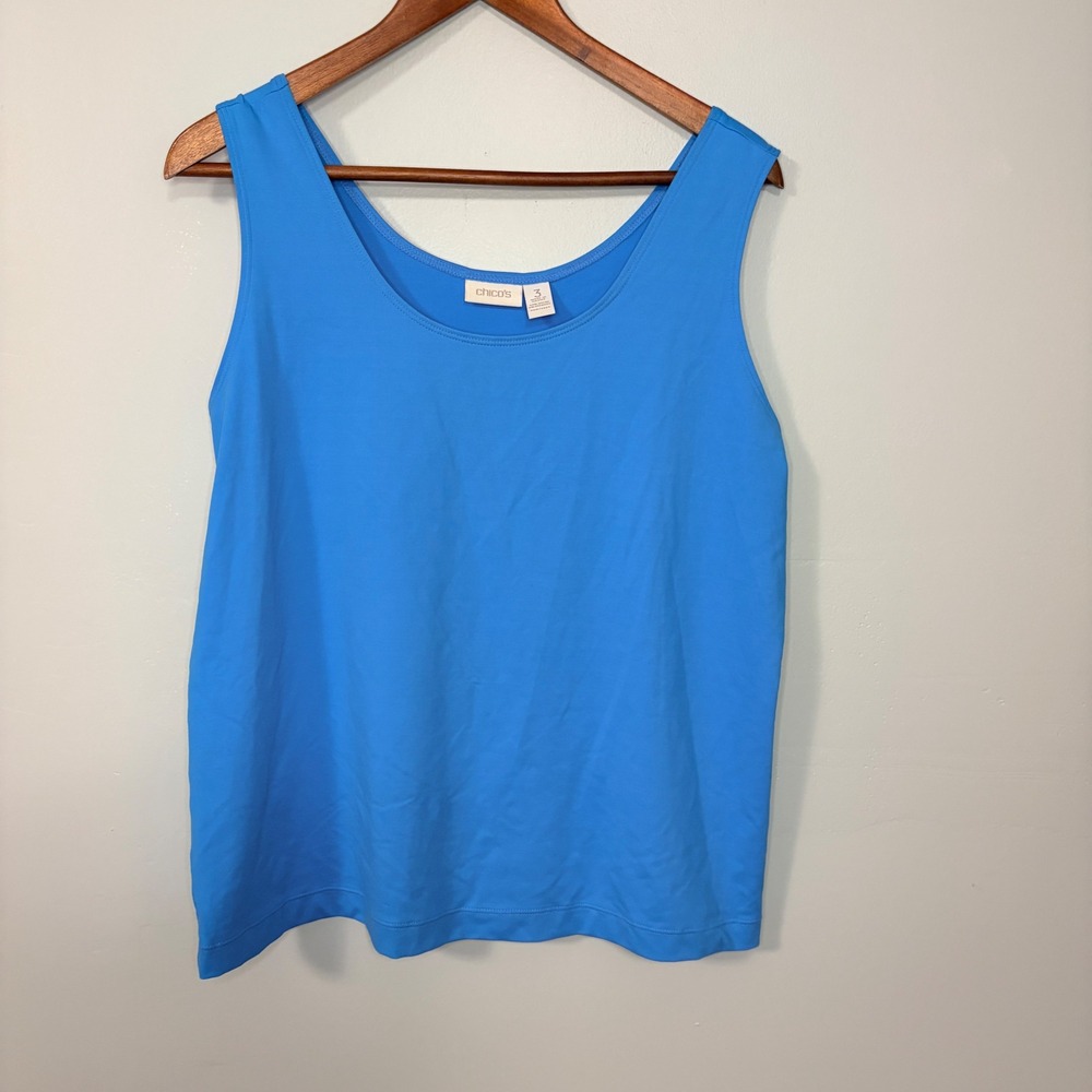 Chico's Scoop Neck Stretch‎ Tank Top Women XL Chicos 3 Blue